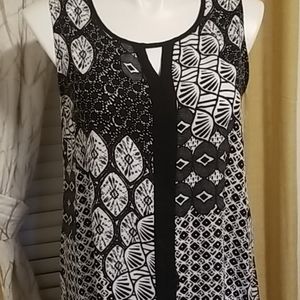 Black and white blouse.